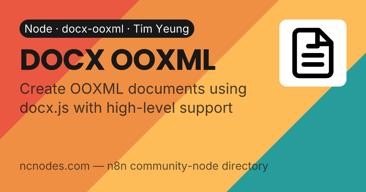 DOCX OOXML | n8n community node | NCNodes