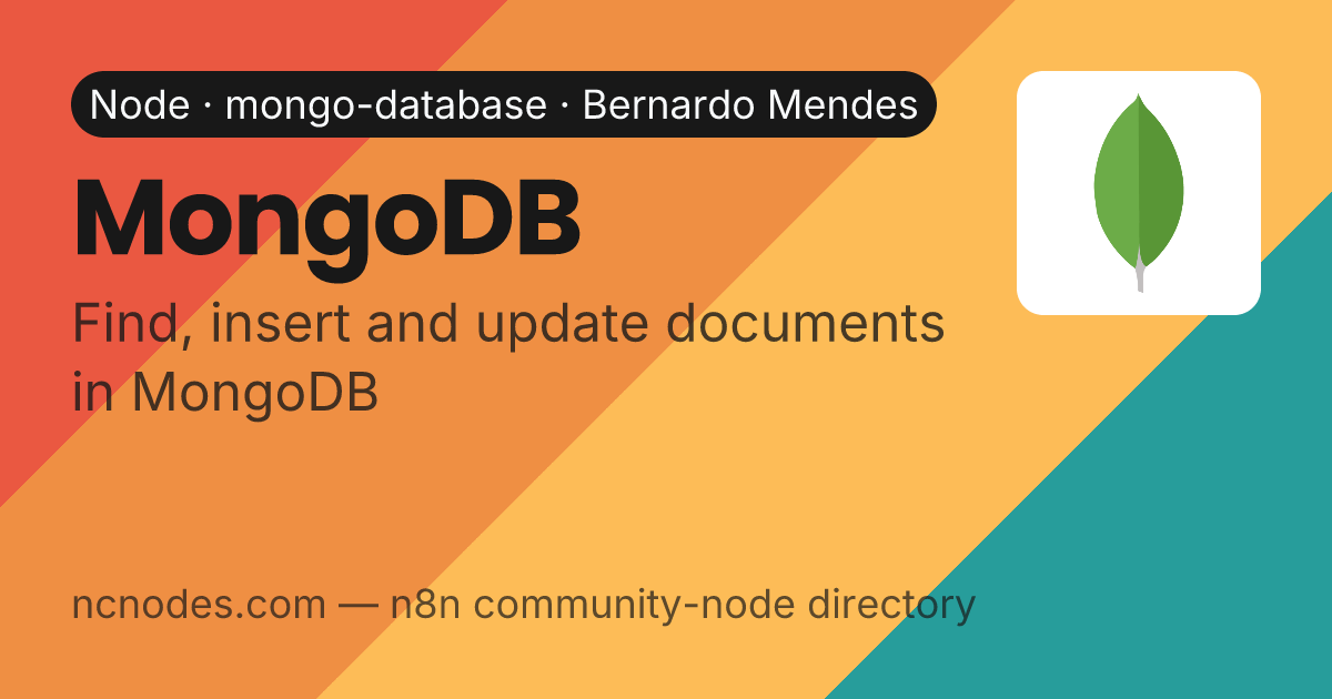 MongoDB | n8n community node | NCNodes